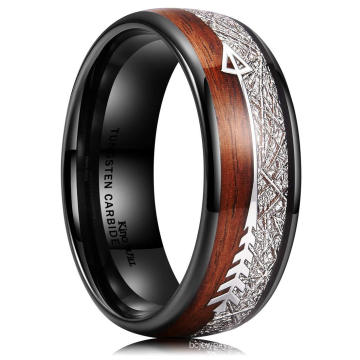 Custom heißer Verkauf von Amazon Wunsch Quellen für Schmuck Weiße Seidenholz Getreide Pfeilring Männer Mode Ring Accessoires